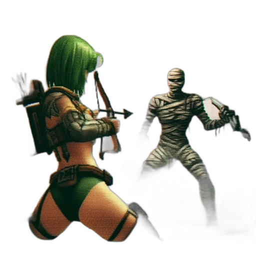 weapon, robot, staff, concept art, comic book art, fantasy art, 3d render, green transparent PNG cut-out