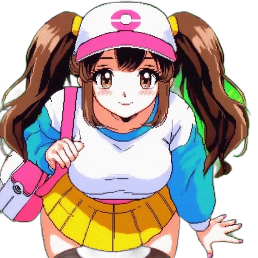 hat, dress, staff, weapon, anime, vaporwave, cartoon, pixel art transparent PNG cut-out