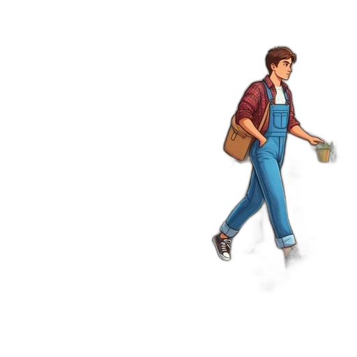 jacket, bottle, concept art, pixel art, 3d render, cartoon, young, man transparent PNG cut-out