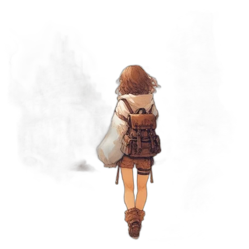 jacket, dress, umbrella, creature, pixel art, concept art, watercolor, fantasy art transparent PNG cut-out