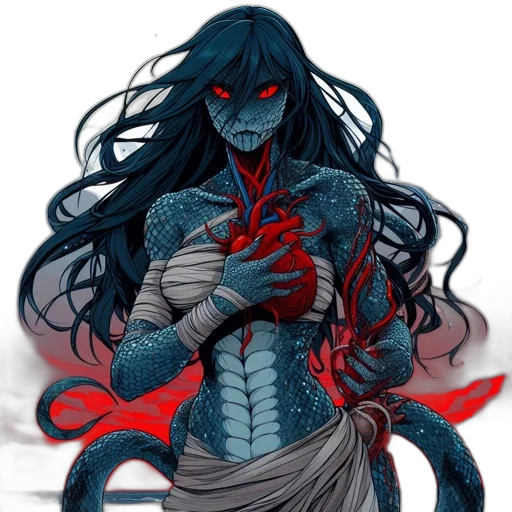 creature, concept art, comic book art, fantasy art, pixel art, red, dark, blue transparent PNG cut-out