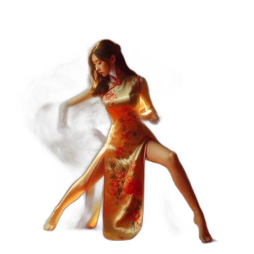 dress, photorealistic, oil painting, concept art, watercolor, fire, outer space, golden transparent PNG cut-out