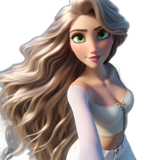 dress, hair, jewelry, crown, 3d render, fantasy art, photorealistic, concept art transparent PNG cut-out