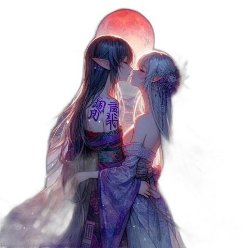 dress, fantasy art, concept art, watercolor, anime, outer space, night, fog transparent PNG cut-out