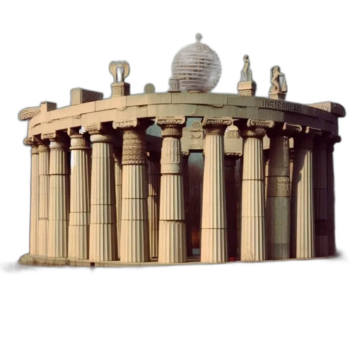 building, furniture, 3d render, concept art, ancient, columned, circle, houses transparent PNG cut-out