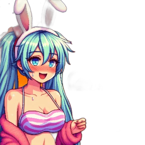 dress, creature, hat, animal, pixel art, anime, 3d render, concept art transparent PNG cut-out