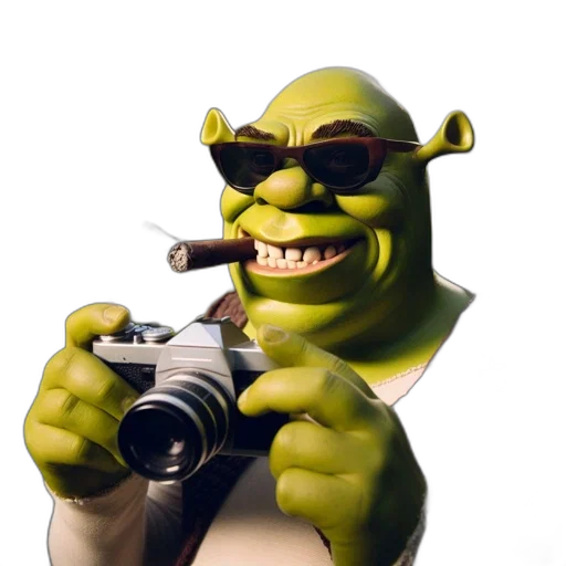 weapon, animal, face, staff, photorealistic, 3d render, concept art, shrek transparent PNG cut-out