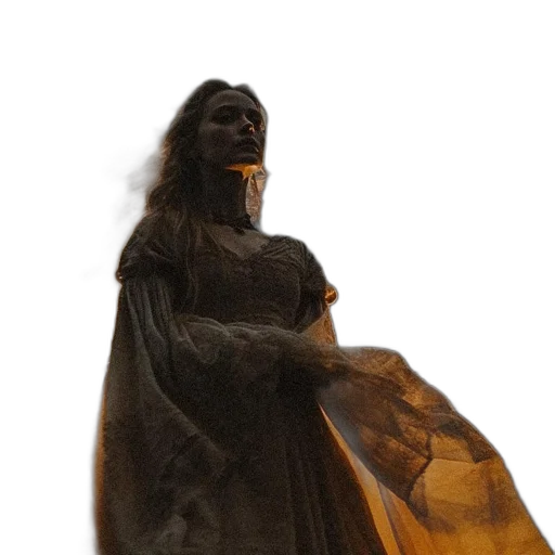 dress, staff, mask, crown, 3d render, concept art, photorealistic, fantasy art transparent PNG cut-out