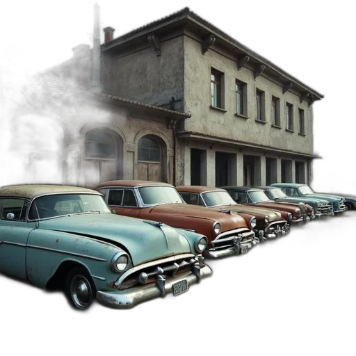 car, building, 3d render, concept art transparent PNG cut-out