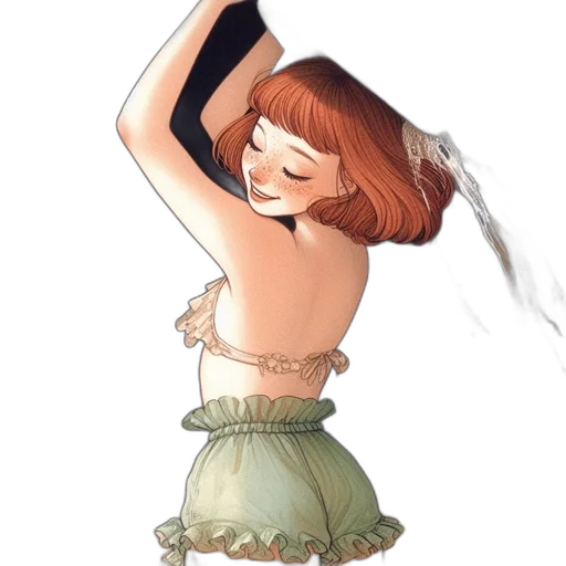 dress, hair, staff, hat, watercolor, concept art, cartoon, fantasy art transparent PNG cut-out
