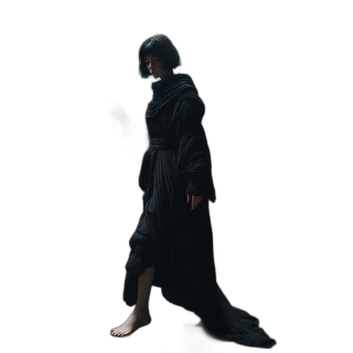 dress, jacket, mask, staff, concept art, 3d render, photorealistic, dark transparent PNG cut-out
