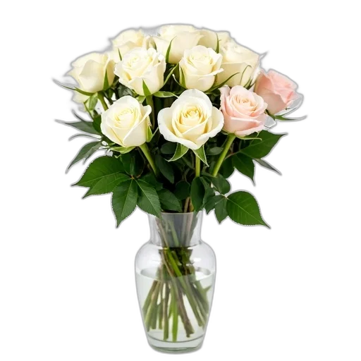 flower, photorealistic, 3d render, bouquet, white, roses, some, pink transparent PNG cut-out