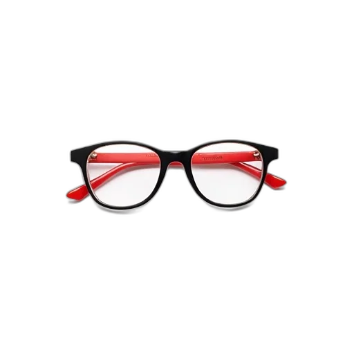 red, pair, black, glasses, white, frame, displayed, against transparent PNG cut-out