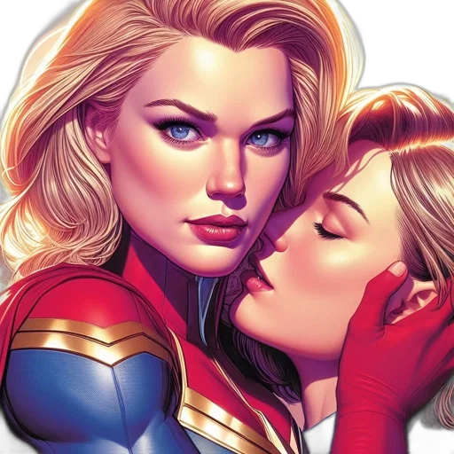 comic book art, two, female, characters, comic, graphic, novel, one transparent PNG cut-out