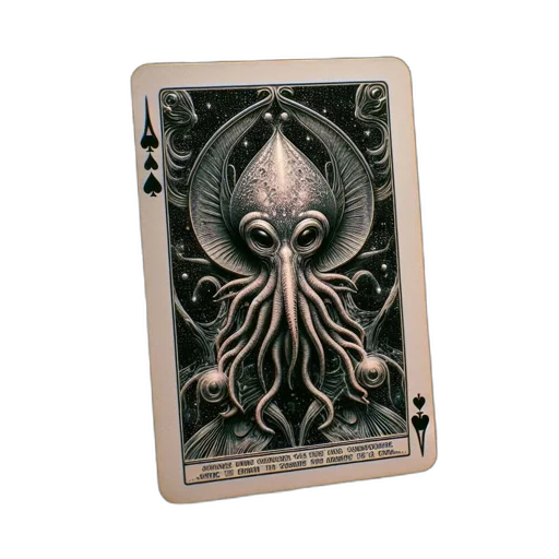 creature, ace, spades, playing, card, adorned, squid, design transparent PNG cut-out