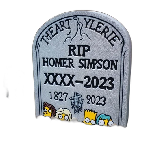 vaporwave, pixel art, concept art, tombstone, fictional, character, homer, simpson transparent PNG cut-out