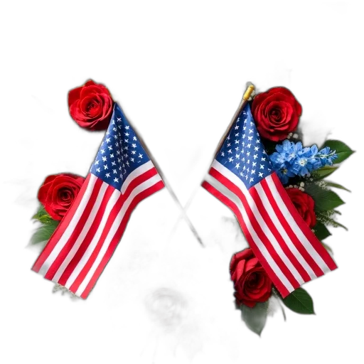 close-up, view, portion, large, wreath, variety, flowers, flags transparent PNG cut-out