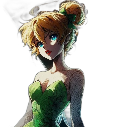 dress, concept art, anime, watercolor, fantasy art, green, blue, pastel transparent PNG cut-out