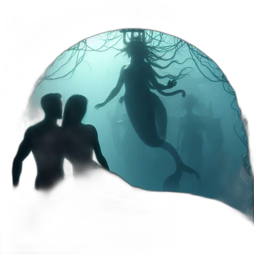 mask, creature, umbrella, concept art, fantasy art, 3d render, photorealistic, underwater transparent PNG cut-out