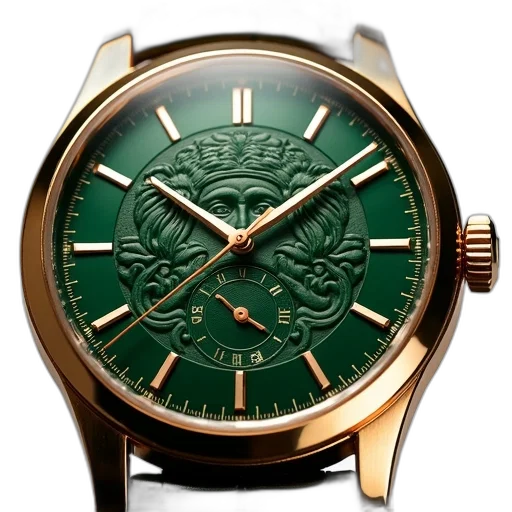 jewelry, green, close-up, view, luxury, watch, gold, dial transparent PNG cut-out