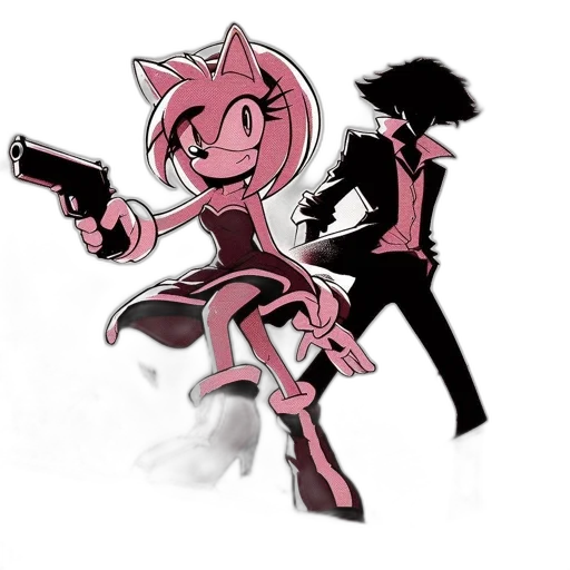 weapon, staff, jacket, concept art, cartoon, pixel art, comic book art, monochrome transparent PNG cut-out