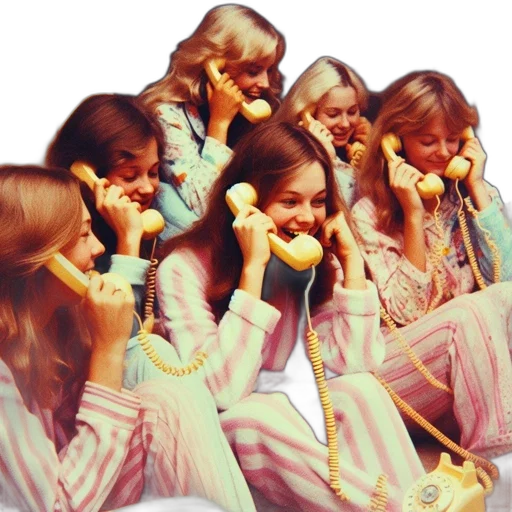 golden, pastel, teenage, girls, gather, chatting, over, antiquated transparent PNG cut-out