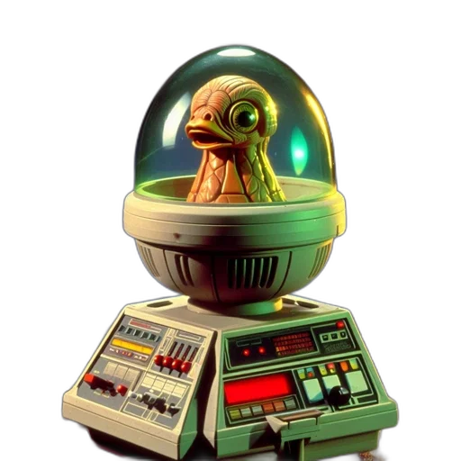 robot, concept art, 3d render, pixel art, outer space, futuristic, control, panel transparent PNG cut-out