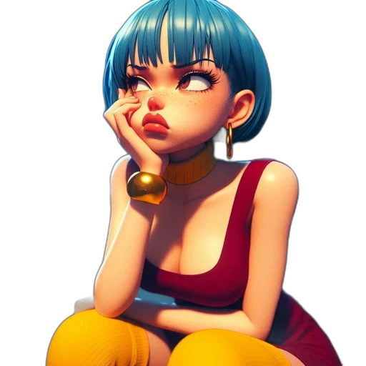 face, jewelry, dress, staff, anime, concept art, fantasy art, 3d render transparent PNG cut-out