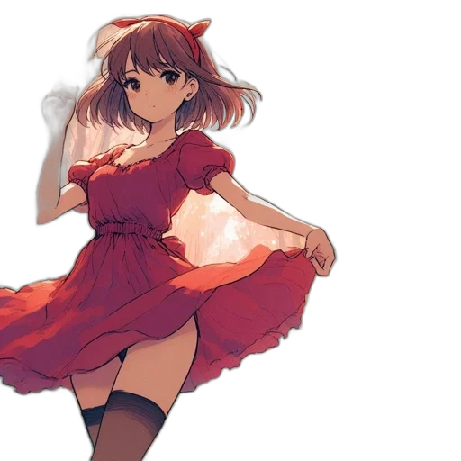 dress, anime, concept art, pixel art, fantasy art, red, dark, colorful transparent PNG cut-out
