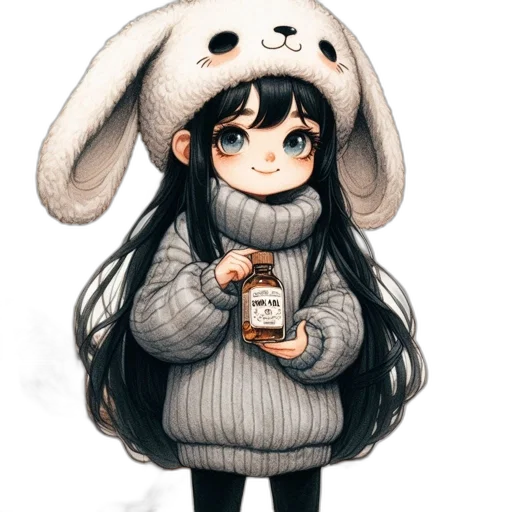 animal, hat, dress, jacket, anime, pixel art, watercolor, concept art transparent PNG cut-out