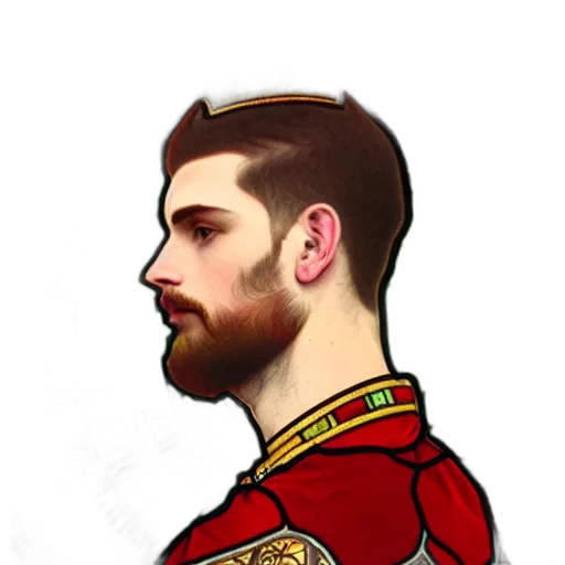 crown, face, staff, cartoon, pixel art, fantasy art, concept art, red transparent PNG cut-out