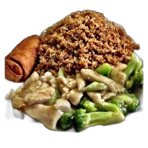 food, crown, photorealistic, plate, rice, broccoli, chicken, egg transparent PNG cut-out