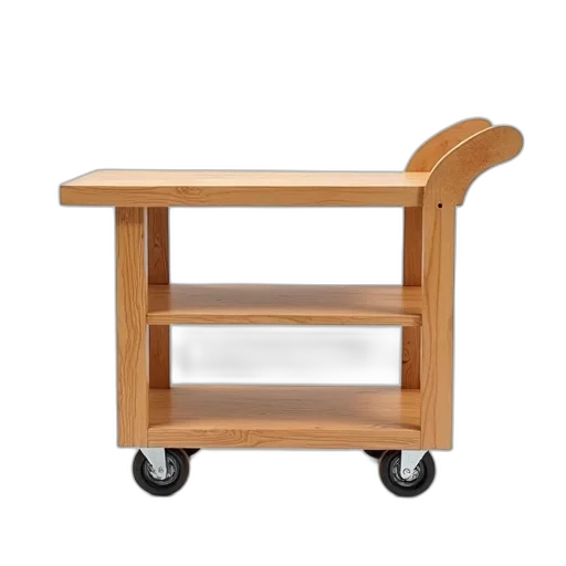 furniture, 3d render, wooden, cart, flat, surface, two, shelves transparent PNG cut-out