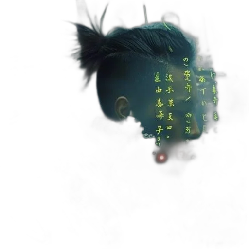 mask, robot, hair, face, cyberpunk, concept art, photorealistic, 3d render transparent PNG cut-out