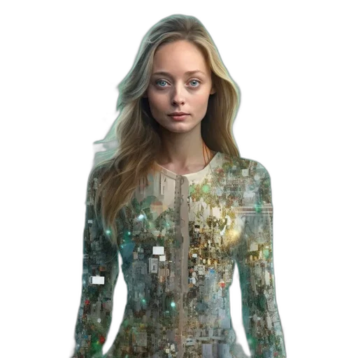 dress, robot, jacket, jewelry, concept art, photorealistic, fantasy art, 3d render transparent PNG cut-out