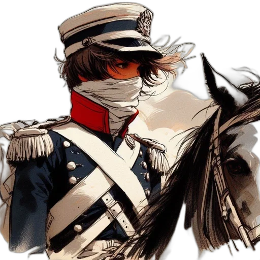 mask, hat, staff, face, concept art, comic book art, fantasy art, anime transparent PNG cut-out