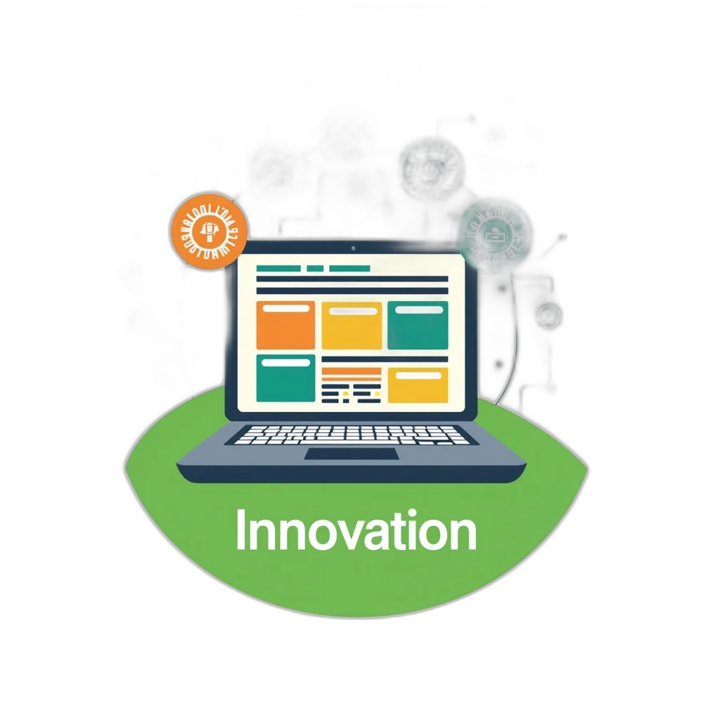 second, image, stylized, advertisement, featuring, laptop, colorful, interface transparent PNG cut-out