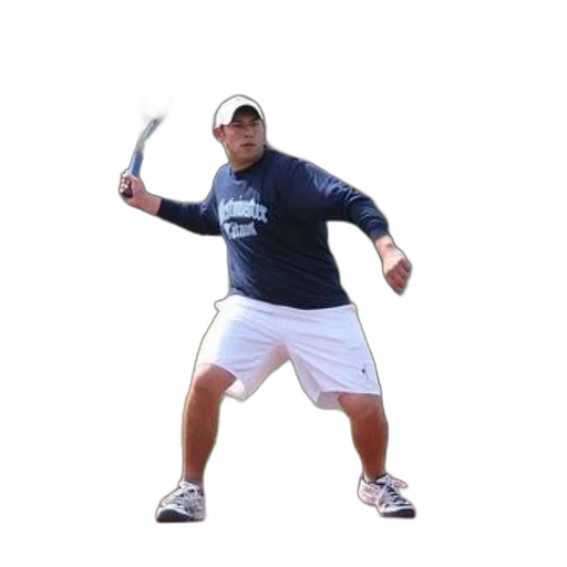 staff, weapon, man, blue, shirt, white, shorts, playing transparent PNG cut-out