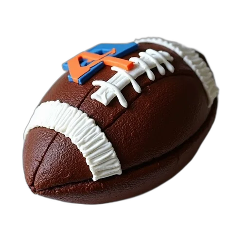 weapon, chocolate, cake, shaped, like, football, white, icing transparent PNG cut-out