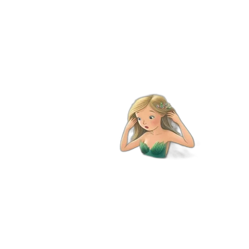 jewelry, dress, pixel art, cartoon, 3d render, green, young, mermaid transparent PNG cut-out