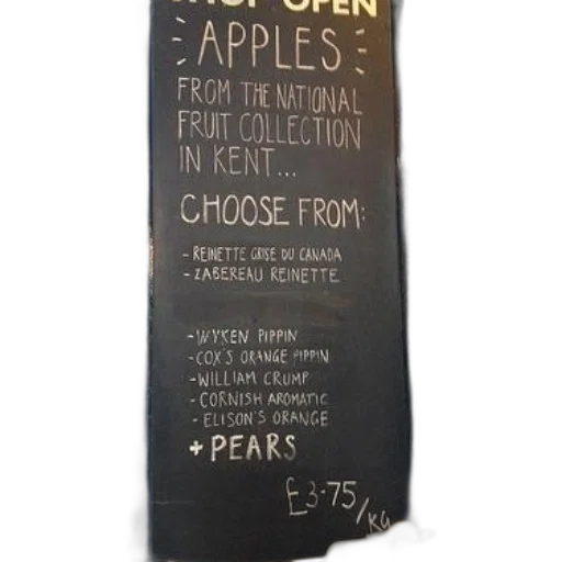 food, chalkboard, sign, lists, various, types, apples, pears transparent PNG cut-out