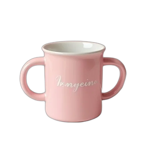 3d render, pastel, cup, mug, name, pink transparent PNG cut-out
