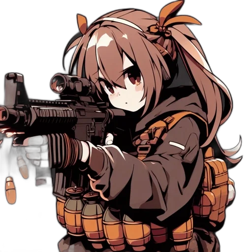 weapon, animal, jacket, staff, anime, pixel art, cyberpunk, cartoon transparent PNG cut-out