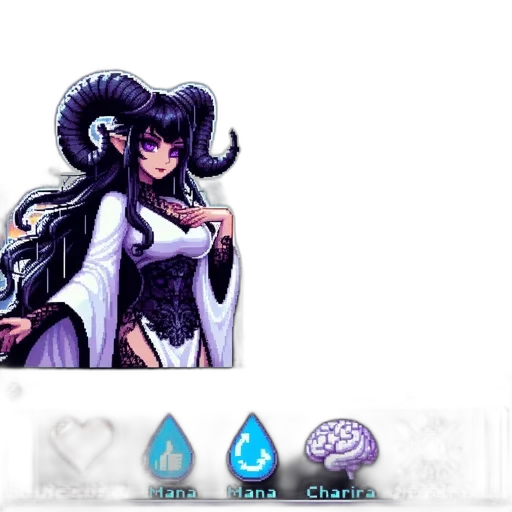 pixel art, concept art, fantasy art, anime, monochrome, dark, blue, animated transparent PNG cut-out