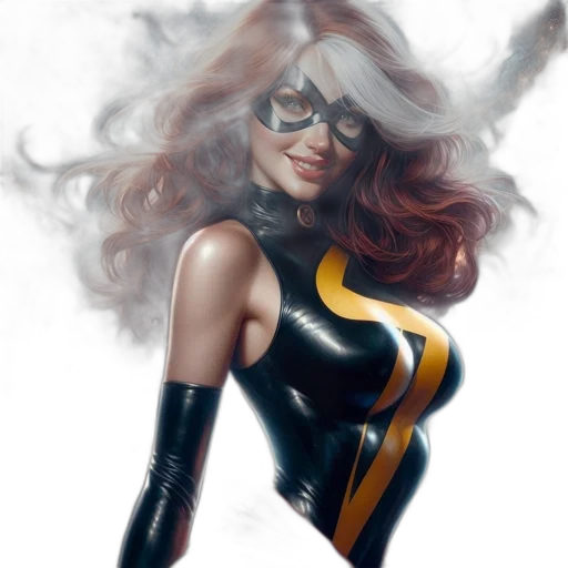 comic book art, concept art, fantasy art, photorealistic, golden, female, superhero, fiery transparent PNG cut-out