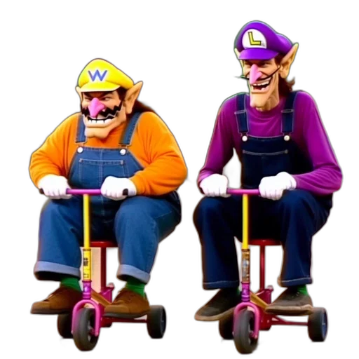 furniture, concept art, 3d render, pixel art, watercolor, two, wario, characters transparent PNG cut-out
