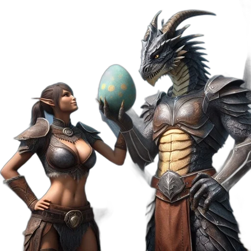 dragon, fantasy art, concept art, 3d render, comic book art, female, character, armor transparent PNG cut-out