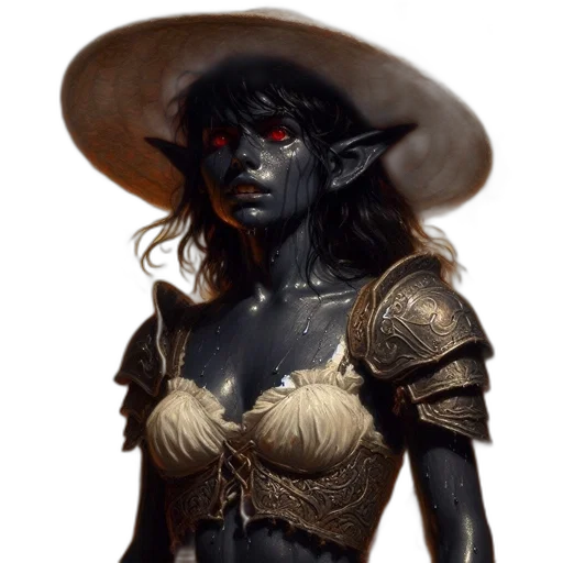 mask, hat, fantasy art, concept art, comic book art, photorealistic, dark, dark-skinned transparent PNG cut-out