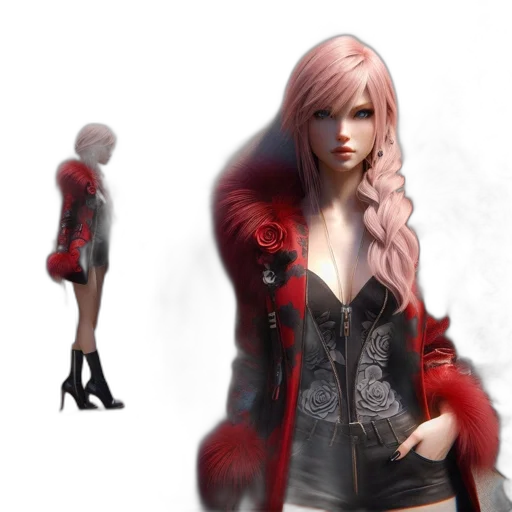 jacket, dress, concept art, fantasy art, 3d render, photorealistic, red, dark transparent PNG cut-out