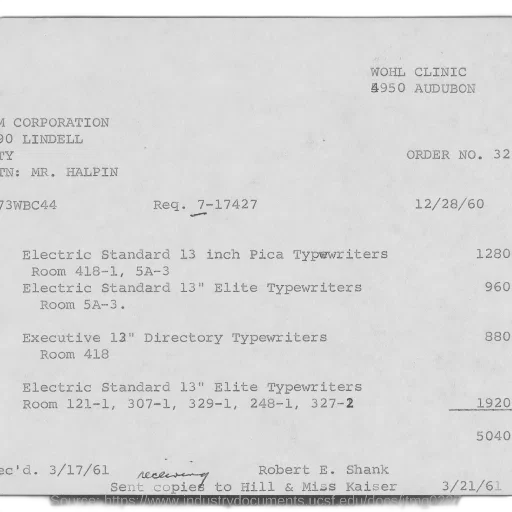 document, wohl, clinic, dated, december, 1960, lists, orders transparent PNG cut-out